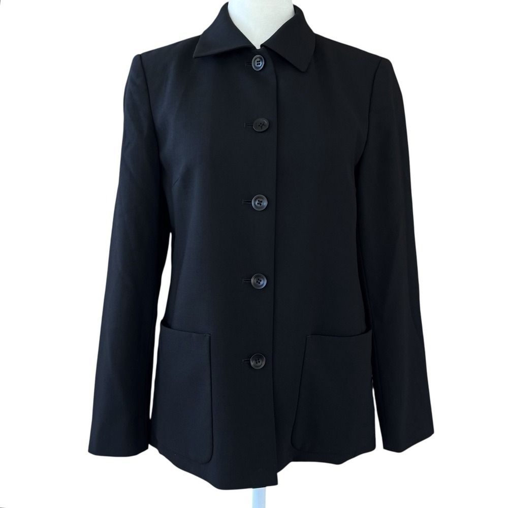 Vintage Talbots Petites Wool Blazer Black Women's 2 Classic Layering Jacket